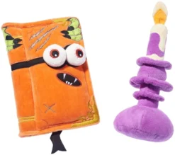 Frisco Halloween Monster Book & Candle Plush Squeaky Dog Toy, 2 count
