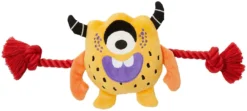 Frisco Friendly Monster Plush with Rope Squeaky Dog Toy
