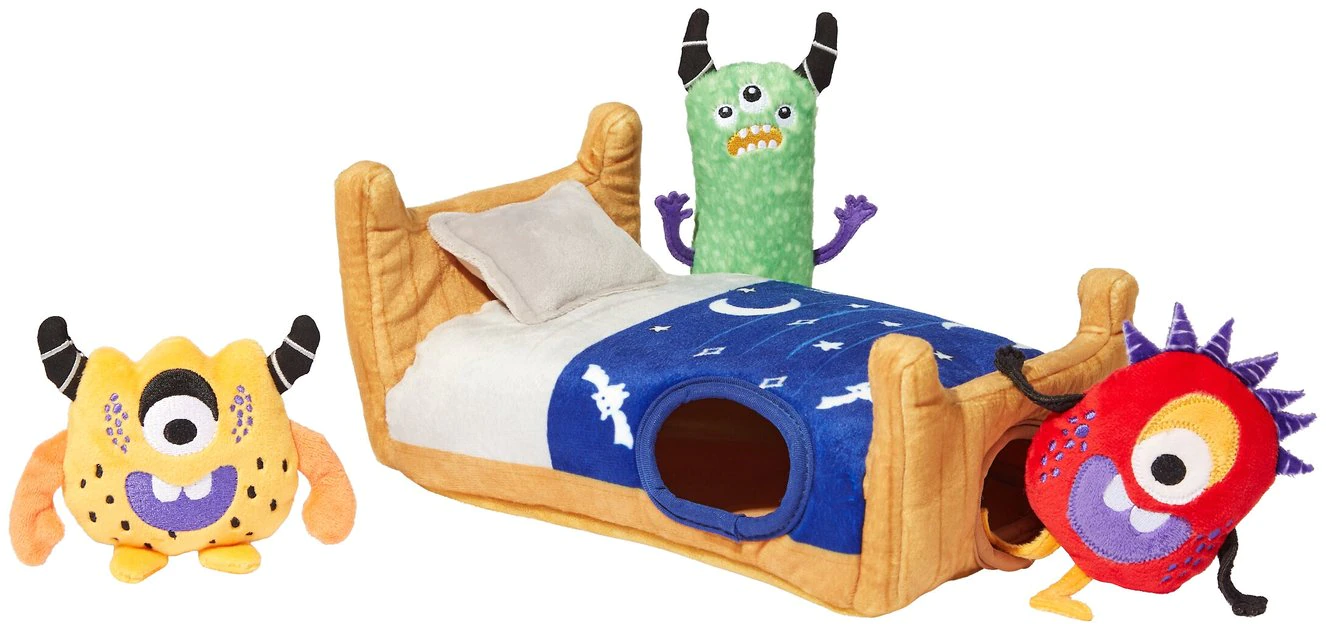 Frisco Monsters Under the Bed Hide & Seek Puzzle Plush Squeaky Dog Toy 3 Frisco Monsters Under the Bed Hide & Seek Puzzle Plush Squeaky Dog Toy