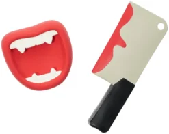 Frisco Halloween Vampire Teeth & Knife Latex Squeaky Dog Toy, 2 count