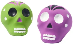 Frisco Halloween Sugar Skulls Latex Squeaky Dog Toy, 2 count