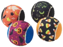 Frisco Halloween Glow in the Dark Fetch Squeaky Tennis Ball Dog Toy, 4 count