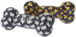 Frisco Halloween Candy Corn & Ghosts TPR Bone Squeaky Dog Toy, 2 count