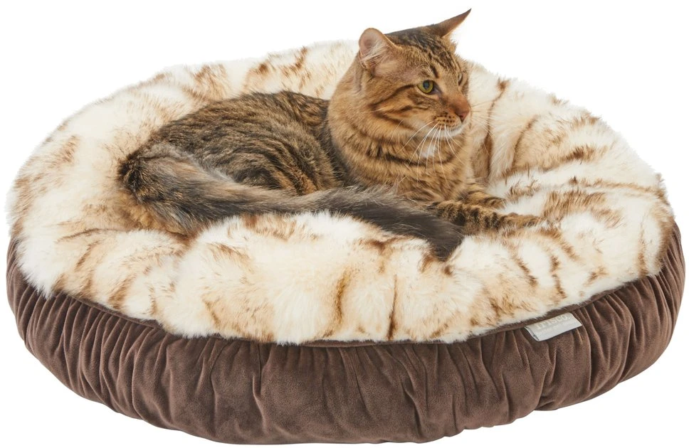 Frisco Faux Fur Velvet Round Bolster Cat & Dog Bed 5 Frisco Faux Fur Velvet Round Bolster Cat & Dog Bed - Image 3