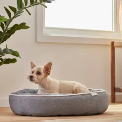 Frisco Chambray Oval Bolster Cat & Dog Bed