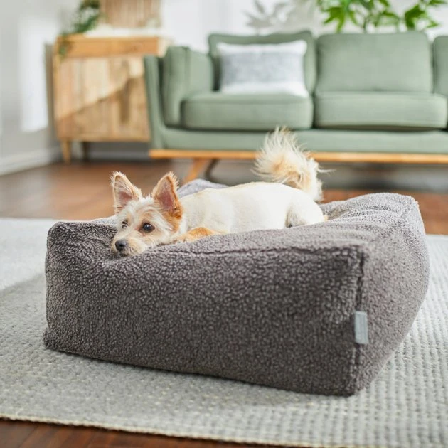 Frisco Sherpa Cube Pillow Cat & Dog Bed, Brown 3 Frisco Sherpa Cube Pillow Cat & Dog Bed, Brown