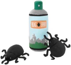 Frisco Camping Bug Spray Plush Squeaky Dog Toy, 3 count