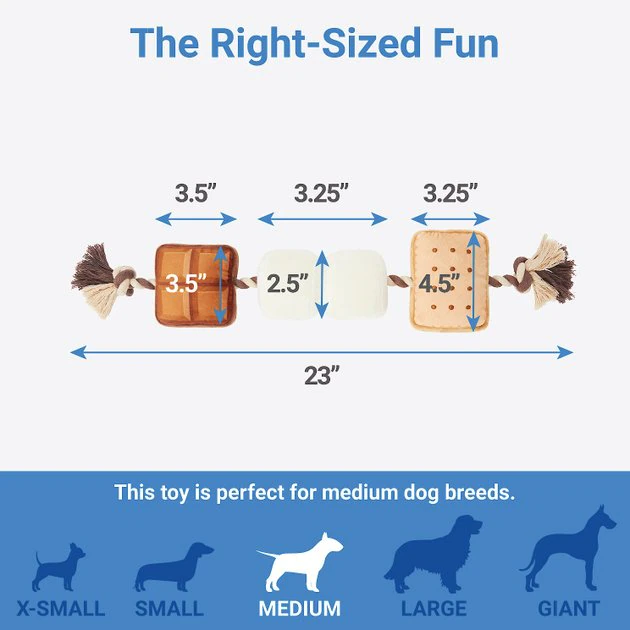 Frisco Camping S'mores Plush with Rope Squeaky Dog Toy 4 Frisco Camping S'mores Plush with Rope Squeaky Dog Toy - Image 2