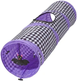 Frisco Halloween Checkered Foldable Play Tunnel Cat Toy with Catnip