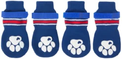Frisco Non-Skid Navy Dog Socks, Red & White Stripe