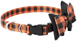 Frisco Halloween Plaid Dog Collar with Bow