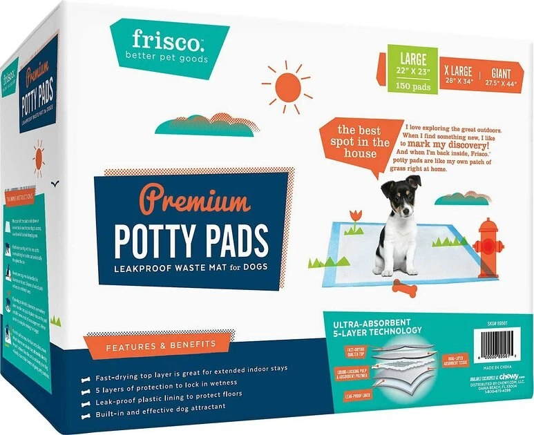 Frisco Giant Training & Potty Pads, 27.5-in x 44-in, 30 count, Unscented & Frisco Training & Potty Pads, 22-in x 23-in, 150 count, Unscented 8 Frisco Giant Training & Potty Pads, 27.5-in x 44-in, 30 count, Unscented & Frisco Training & Potty Pads, 22-in x 23-in, 150 count, Unscented - Image 6