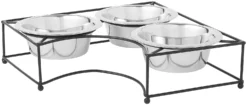 Frisco Straight Triple Corner Feeder Dog & Cat Stainless Steel Bowl