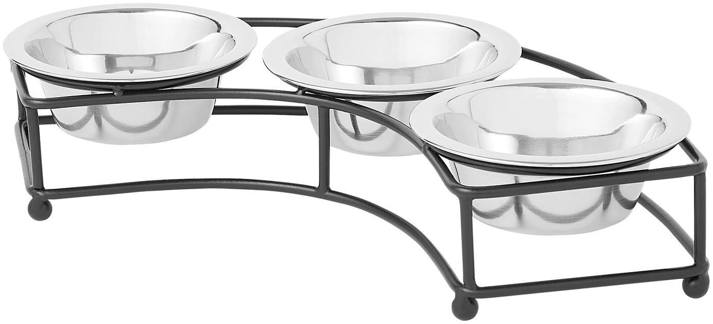 Frisco Curved Triple Feeder Stainless Steel Dog & Cat Bowl 3 Frisco Curved Triple Feeder Stainless Steel Dog & Cat Bowl