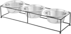 Frisco Straight Triple Feeder Stainless Steel Dog & Cat Bowl