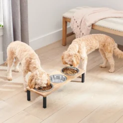 Frisco Dark Wooden Triple Elevated Stainless Steel Dog & Cat Bowl -FRISCO Sales 277570 PT2. SY630 V1630345911