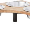 Frisco Corner Wooden Triple Elevated Dog & Cat Bowls