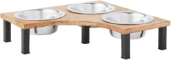 Frisco Corner Wooden Triple Elevated Dog & Cat Bowls