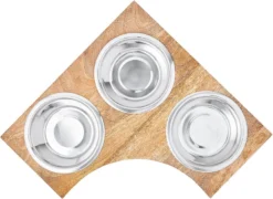 Frisco Corner Wooden Triple Elevated Dog & Cat Bowls -FRISCO Sales 277573 PT4. SY630 V1627935017