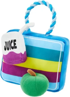 Frisco Lunchbox with Juice & Apple Plush with Rope Squeaky Dog Toy, 3 count