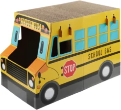 Frisco School Bus Cardboard Cat Toy, 2-Story