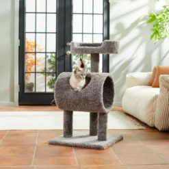 Frisco 35-in Real Carpet Cat Tree with Tunnel