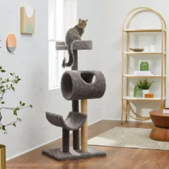Frisco 53-in Real Carpet Cat Tree with Tunnel