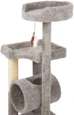 Frisco 54-in Real Carpet Cat Tree with Tunnel and Square Perches, Gray -FRISCO Sales 282767 PT3. SY630 V1621949643