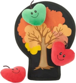 Frisco Autumn Tree with Apples Interactive Plush Squeaky Dog Toy, 4 count