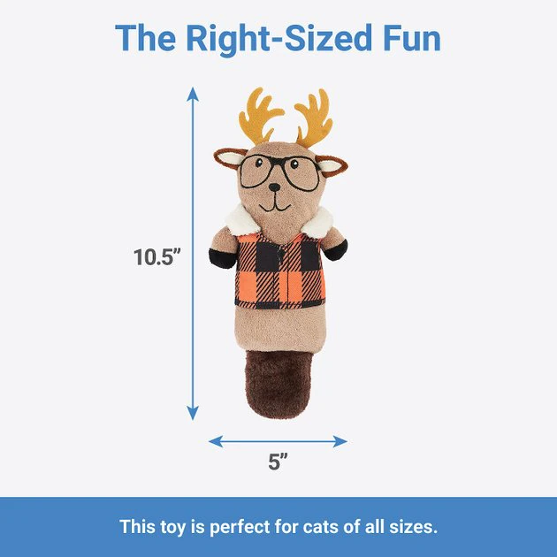 Frisco Hipster Moose Plush Kicker Cat Toy with Catnip 4 Frisco Hipster Moose Plush Kicker Cat Toy with Catnip - Image 2