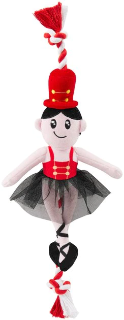 Frisco Ballerina Plush with Rope Squeaky Dog Toy