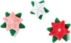 Frisco Flowers Plush Squeaky Dog Toy, 3 count