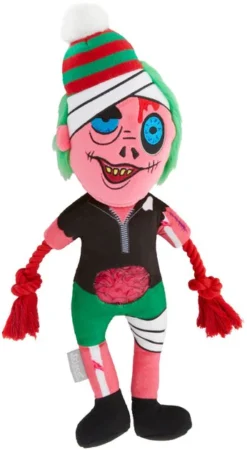 Frisco Zombie Plush with Rope Squeaky Dog Toy