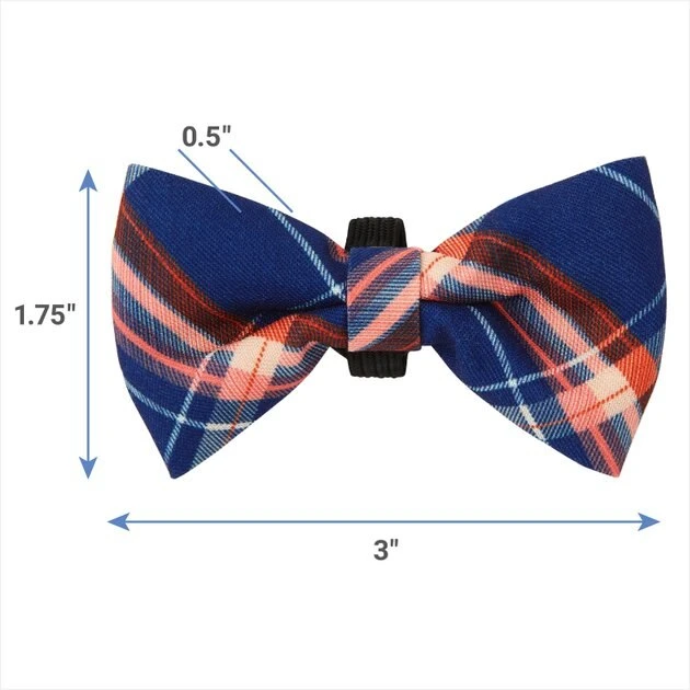 Frisco Fashion Bow, Blue Plaid, XS/SM 4 Frisco Fashion Bow, Blue Plaid, XS/SM - Image 2