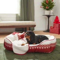 Frisco Nordic Fair Isle Dog & Cat Bed & Gift Set