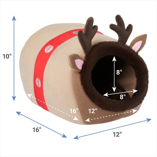 Frisco Holiday Dog & Cat Reindeer Cave Bed 4 Frisco Holiday Dog & Cat Reindeer Cave Bed - Image 2