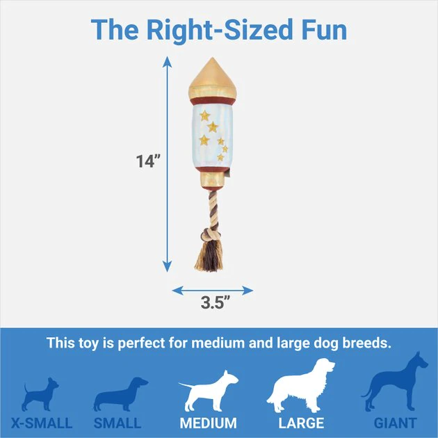 Frisco Firework Plush with Rope Squeaky Dog Toy 4 Frisco Firework Plush with Rope Squeaky Dog Toy - Image 2