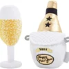 Frisco New Year's Eve Champagne & Flute Plush Squeaky Dog Toy, 2 count -FRISCO Sales 288486 MAIN. SY630 V1638289275
