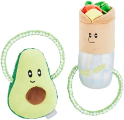 Frisco Healthy Snack Plush with Rope Dog Toy, 2 count