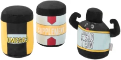 Frisco Protein Powder Plush Squeaky Dog Toy, 3 count