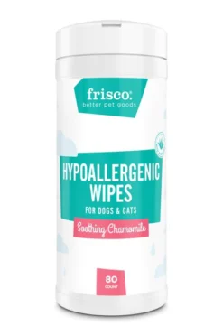 Frisco Hypoallergenic Waterless Grooming Wipes for Dogs & Cats, Soothing Chamomile, 80 count