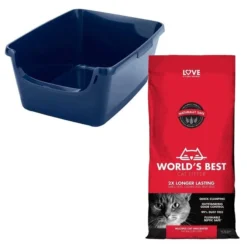 Frisco||World's Best Frisco High Sided Litter Box + World's Best Multi-Cat Unscented Clumping Corn Cat Litter