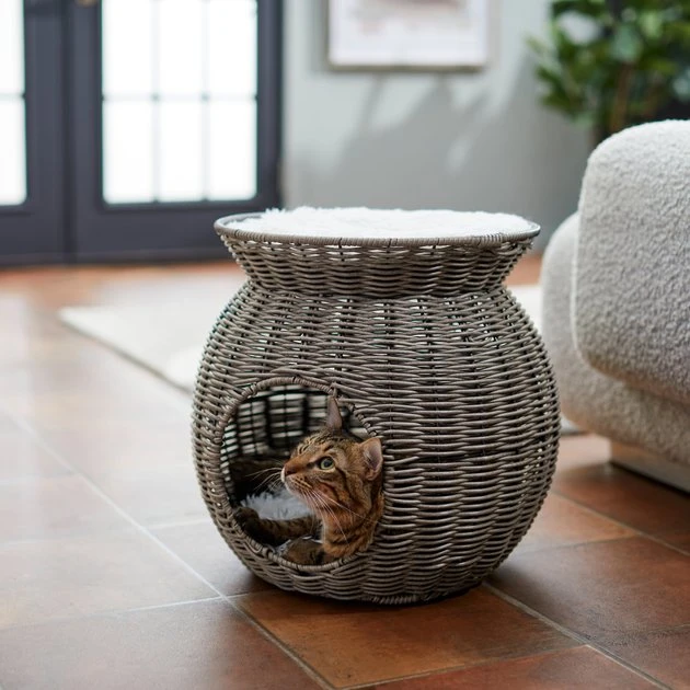 Frisco Round Wicker Cat Condo with Top Perch 3 Frisco Round Wicker Cat Condo with Top Perch
