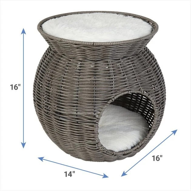 Frisco Round Wicker Cat Condo with Top Perch 4 Frisco Round Wicker Cat Condo with Top Perch - Image 2