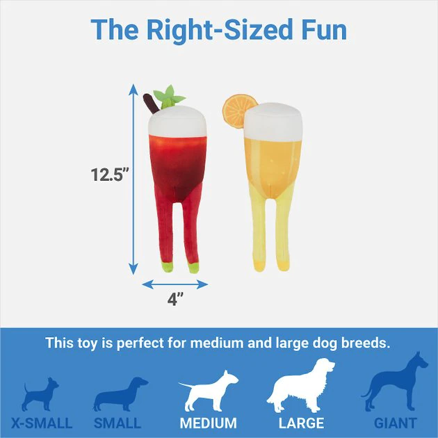 Frisco Brunch Bottomless Mimosas Plush Squeaky Dog Toy, 2 count 4 Frisco Brunch Bottomless Mimosas Plush Squeaky Dog Toy, 2 count - Image 2
