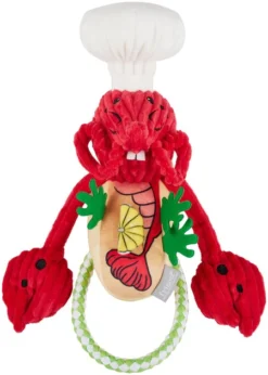 Frisco Brunch Lobster Roll Plush with Rope Squeaky Dog Toy