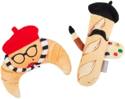 Frisco Brunch French Croissant & Baguette Plush Squeaky Dog Toy, 2 count
