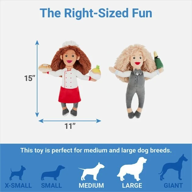 Frisco Brunch Chef & Waitress Plush Squeaky Dog Toy, 2 count 4 Frisco Brunch Chef & Waitress Plush Squeaky Dog Toy, 2 count - Image 2