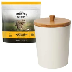 American Journey||Frisco American Journey 100% Chicken Freeze-Dried Grain-Free Cat Treats + Frisco Melamine Dog & Cat Treat Jar with Bamboo Lid, 8 Cups