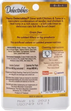 Hartz||Frisco Hartz Delectables Stew Chicken & Tuna Lickable Cat Treat, 1.4-oz, case of 12 + Frisco Peek-a-Boo Cat Chute Cat Toy, Colorful Tri-Tunnel -FRISCO Sales 298074 PT2. SY630 V1621266442